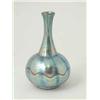 Image 1 : A Loetz-style vase of globe and shaft form with lustrous iridescence in green and marvered grain-...