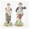 Image 1 : A pair of 19th century Derby figures, boy with dog, girl with lamb, their clothing painted and gi...