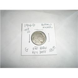 1914-D *EXTREMELY RARE KEY DATE* BUFFALO NICKEL BOOK VALUE $120.00+ *NICE EARLY GOOD GRADE* NICKEL!!