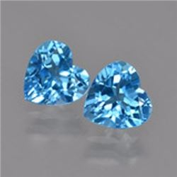 Natural Swiss Blue Topaz Heart Pair 8.24 carats - AAA