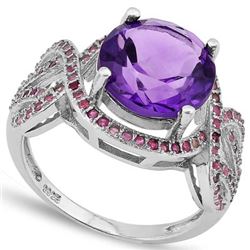 Natural Amethyst & Pink Sapphire Ring
