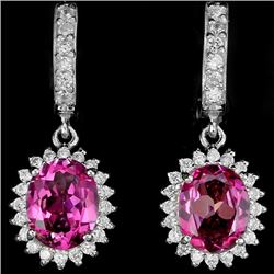 Natural Hot Pink Topaz Earrings