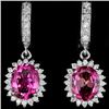 Image 1 : Natural Hot Pink Topaz Earrings