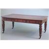 Image 1 : A William IV mahogany library table, with maroon leather top of six opposing drawers fitted knob...