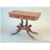 Image 1 : A Regency mahogany and coromandel crossbanded card table, with canted angles, on twin lyre suppor...