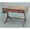 Image 1 : A George IV mahogany and rosewood banded sofa table, with two rounded flaps and two real and two...