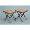 Image 1 : A near pair of George III Gillow design mahogany cross frame stools, with caned seats and reeded...