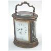 Image 1 : A good late 19th century oval repeating carriage clock with alarum, enamelled dial with subsidiar...