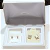 Image 3 : 2 PAIRS OF 14K YELLOW GOLD CUBIC ZIRCONIA EARRINGS