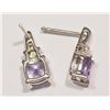 Image 3 : STERLING SILVER AMETHYST AND DIAMOND EARRINGS WITH COA