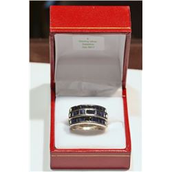 STERLING SILVER SAPPHIRE (3.00 CT) RING WITH COA