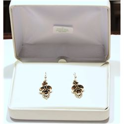 STERLING SILVER SMOKEY QUARTZ EARRINGS WITH COA