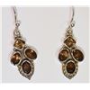 Image 2 : STERLING SILVER SMOKEY QUARTZ EARRINGS WITH COA