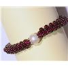Image 3 : GENUINE GARNET AND PEARL BRACELET WITH COA