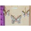 Image 3 : 10K THREE TONE GOLD (1.45G) BUTTERFLY NECKLACE AND EARRING