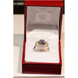 STERLING SILVER TANZANITE RING WITH COA