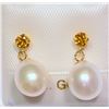Image 2 : 14K YELLOW GOLD PEARL AND CITRINE EARRINGS WITH COA