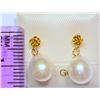 Image 3 : 14K YELLOW GOLD PEARL AND CITRINE EARRINGS WITH COA