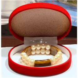 GENUINE QUARTZ AND PEARL BRACELET WITH COA