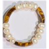 Image 2 : GENUINE QUARTZ AND PEARL BRACELET WITH COA
