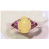 Image 2 : STERLING SILVER OPAL AND RUBY (0.60 CT) RING WITH COA