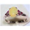Image 3 : STERLING SILVER OPAL AND RUBY (0.60 CT) RING WITH COA