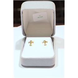 14K YELLOW GOLD CROSS EARRINGS