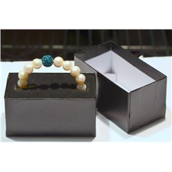 PEARL AND CUBIC ZIRCONIA BRACELET WITH COA