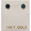 Image 2 : 10K YELLOW GOLD BLUE DIAMOND (0.21 CT) EARRINGS WITH COA