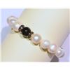 Image 3 : GENUINE ONYX AND PEARL BRACELET WITH COA