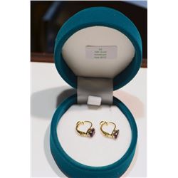 10K YELLOW GOLD AMETHYST EARRINGS WITH COA