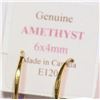 Image 4 : 10K YELLOW GOLD AMETHYST EARRINGS WITH COA