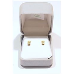 14K YELLOW GOLD HEARTS WITH AQUAMARINE EARRINGS