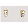 Image 2 : 14K YELLOW GOLD HEARTS WITH AQUAMARINE EARRINGS
