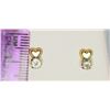 Image 3 : 14K YELLOW GOLD HEARTS WITH AQUAMARINE EARRINGS