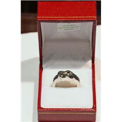 STERLING SILVER BLUE-GREEN DIAMOND (0.33 CT) RING WITH COA