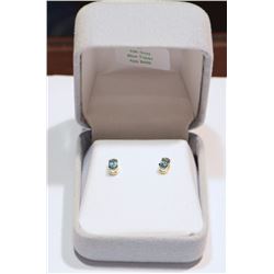10K YELLOW GOLD BLUE TOPAZ EARRINGS WITH COA