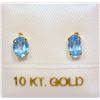 Image 2 : 10K YELLOW GOLD BLUE TOPAZ EARRINGS WITH COA