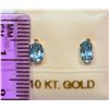 Image 3 : 10K YELLOW GOLD BLUE TOPAZ EARRINGS WITH COA