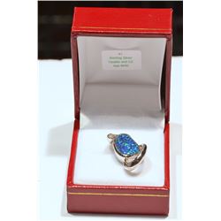 STERLING SILVER OPALITE AND CUBIC ZIRCONIA PENDANT