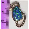 Image 3 : STERLING SILVER OPALITE AND CUBIC ZIRCONIA PENDANT