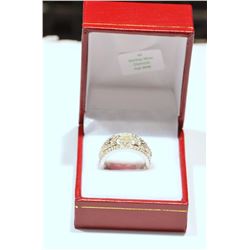 STERLING SILVER RHODIUM PLATED DIAMOND RING