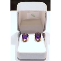 14K YELLOW GOLD AMETHYST EARRINGS WITH COA