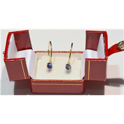 14K YELLOW GOLD SAPPHIRE (1.60 CT) EARRINGS WITH COA