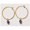 Image 2 : 14K YELLOW GOLD SAPPHIRE (1.60 CT) EARRINGS WITH COA