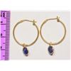 Image 3 : 14K YELLOW GOLD SAPPHIRE (1.60 CT) EARRINGS WITH COA