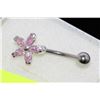 Image 1 : STERLING SILVER PINK CUBIC ZIRCONIA BELLY BUTTON