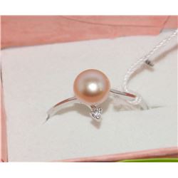 .925 SILVER PINK FRESH WATER PEARL RING - SIZE 8.5