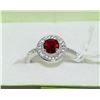 Image 1 : .925 SILVER LAB RUBY & CZ RING - SIZE 8.5