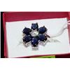 Image 1 : .925 SILVER NATURAL SAPPHIRE & CZ RING - SIZE 8